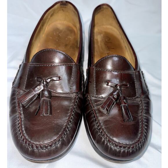 Cole Haan Mens Size 11 D Burgundy Brown Pinch Tassel 03507 Leather Dress Loafers - Picture 1 of 8